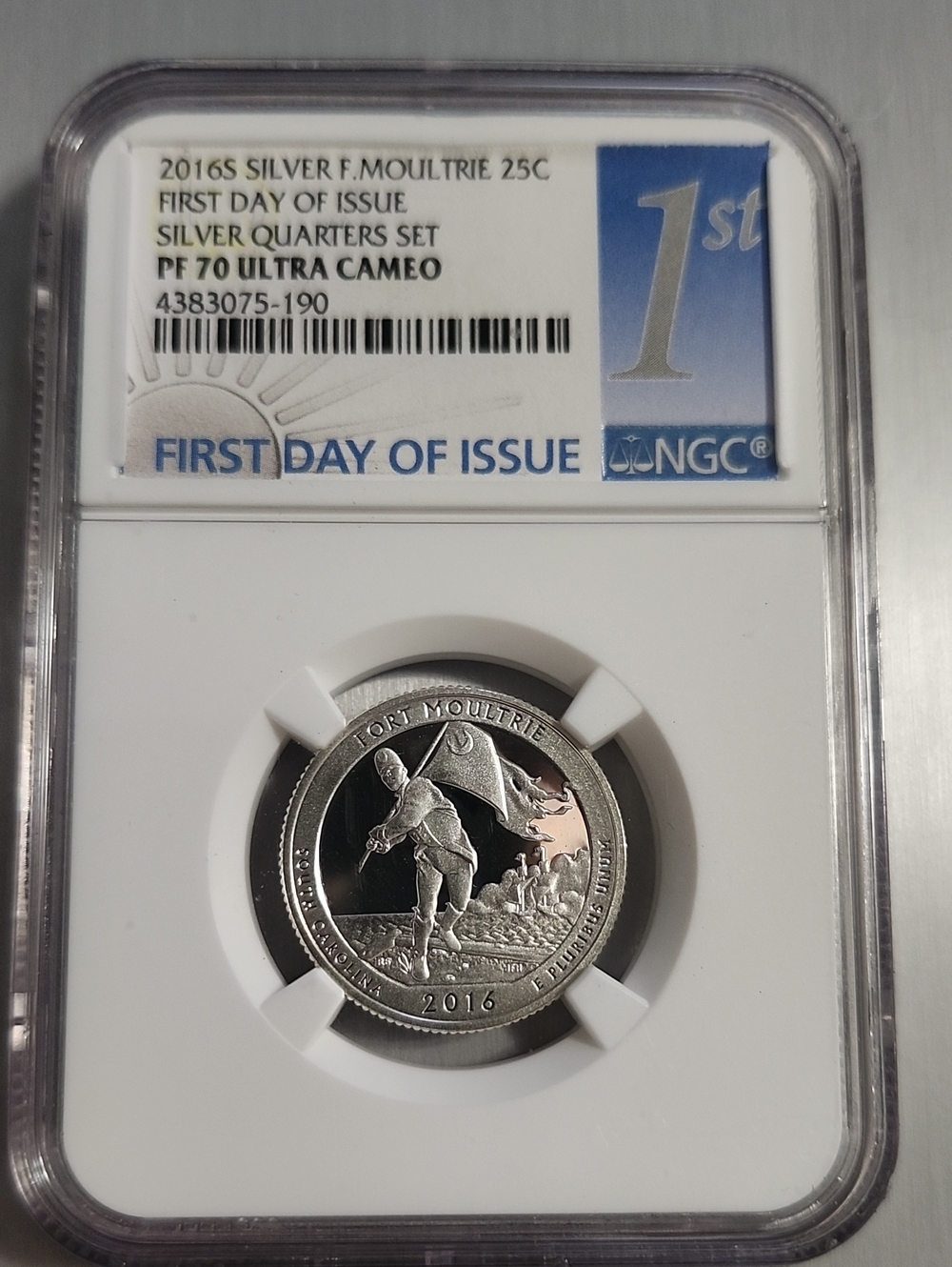 2016 S Fort Moultrie Silver Quarter - Certified PF 70 Ultra Cameo - NGC FDOI